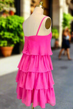 Pink Homecoming Dress Sweetheart A Line Spaghetti Straps Mini Cocktail Prom Dresses for Teens