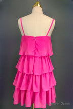 Pink Homecoming Dress Sweetheart A Line Spaghetti Straps Mini Cocktail Prom Dresses for Teens