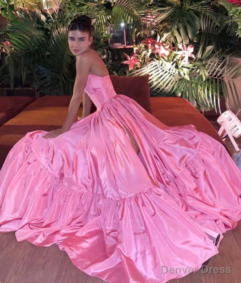 Pink Leg Split Prom Dress,Women Sexy Elegant Prom Dresses