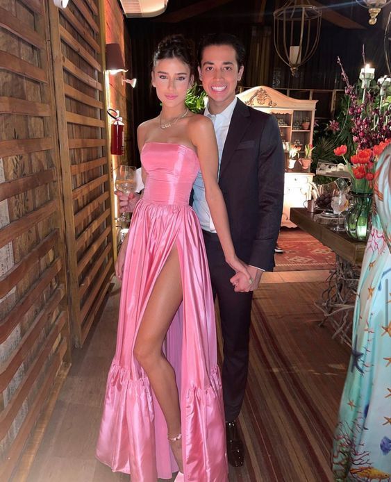Pink Leg Split Prom Dress Women Sexy Prom Dresses