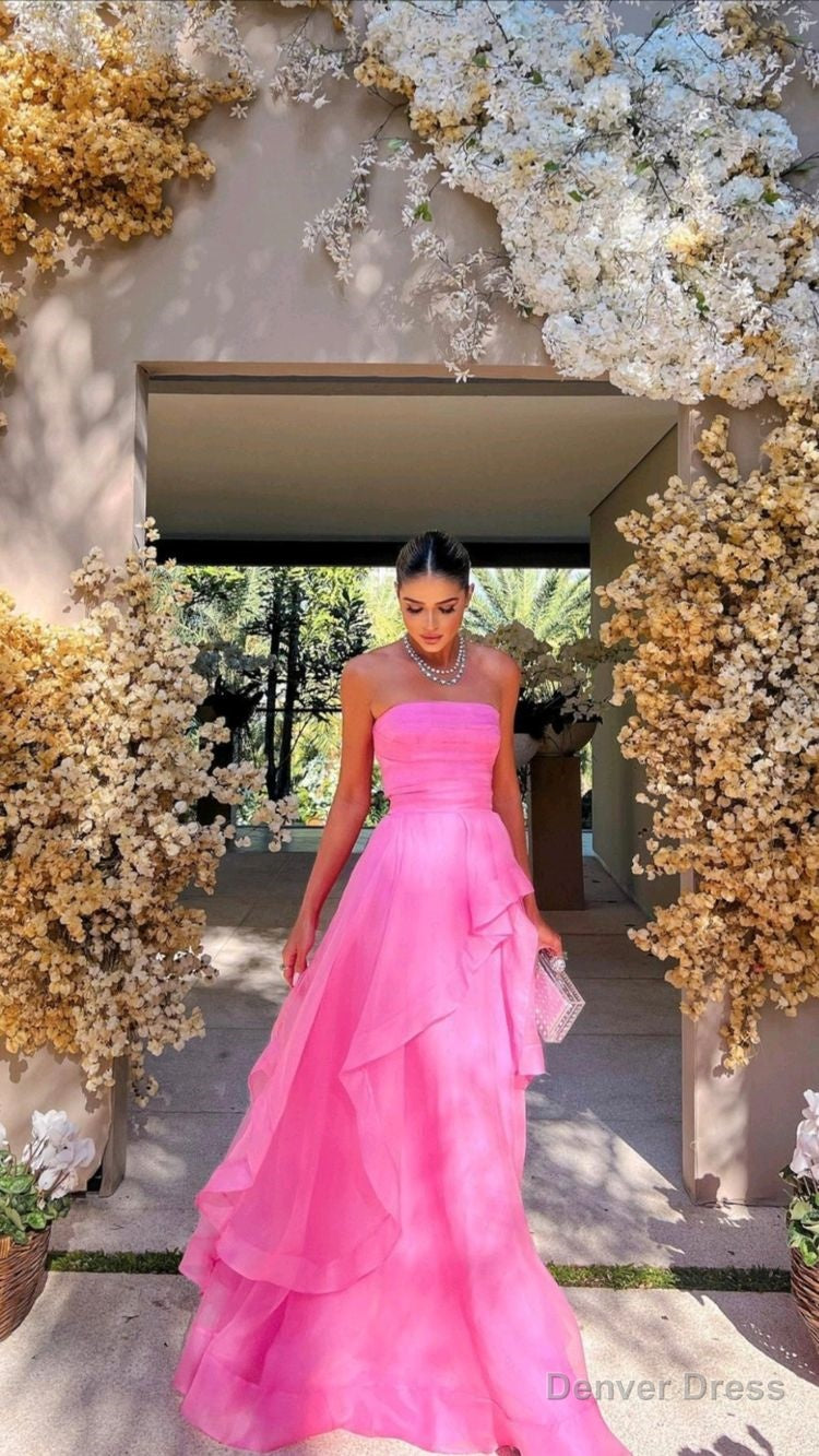 Pink Long Prom Gown, Pink Prom Dresses Main image