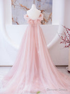 Pink Long prom Dress, Pink A Line Prom Graduation Dresses