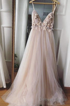 Pink Lovely Spaghetti Straps Prom Dress, Tulle Long Prom Dress