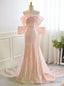 Pink Mermaid Sequins Prom Dresses
