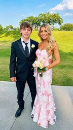 Pink Mermaid Strapless Print Floral Prom Dress Prom Dress