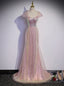 Pink Mermaid Tulle Sequins Off the Shoulder Prom Dresses