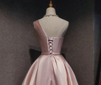 Pink Off Shoulder Homecoming Dress, Pink Prom Dress , Cute Satin Dresses