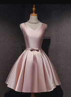 Pink Off Shoulder Homecoming Dress, Pink Prom Dress , Cute Satin Dresses