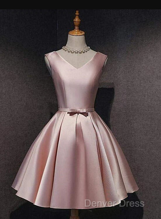 Pink Off Shoulder Homecoming Dress, Pink Prom Dress , Cute Satin Dresses