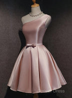Pink Off Shoulder Homecoming Dress, Pink Prom Dress , Cute Satin Dresses