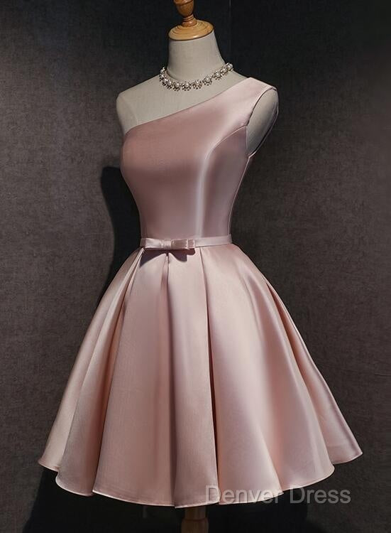 Pink Off Shoulder Homecoming Dress, Pink Prom Dress , Cute Satin Dresses