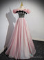 Pink Off the Shoulder Lave Bow Prom Dresses