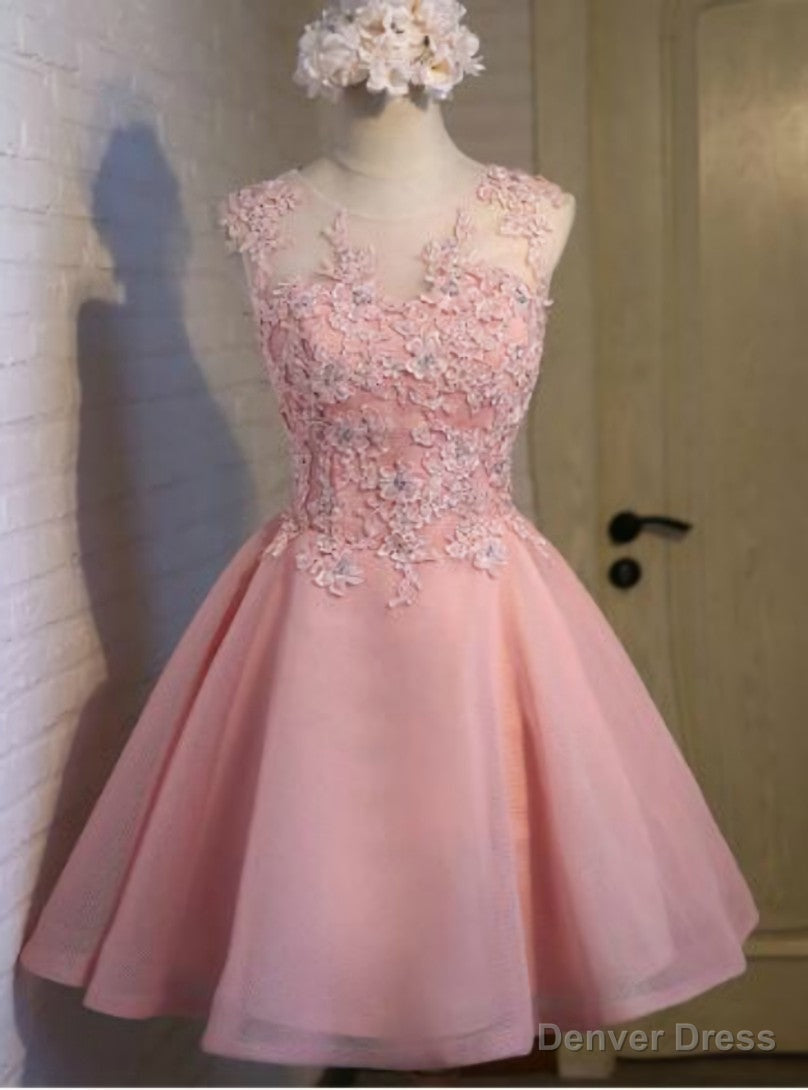 Pink Organza Appliques Homecoming Dresses Main image