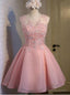Pink Organza Appliques Homecoming Dresses
