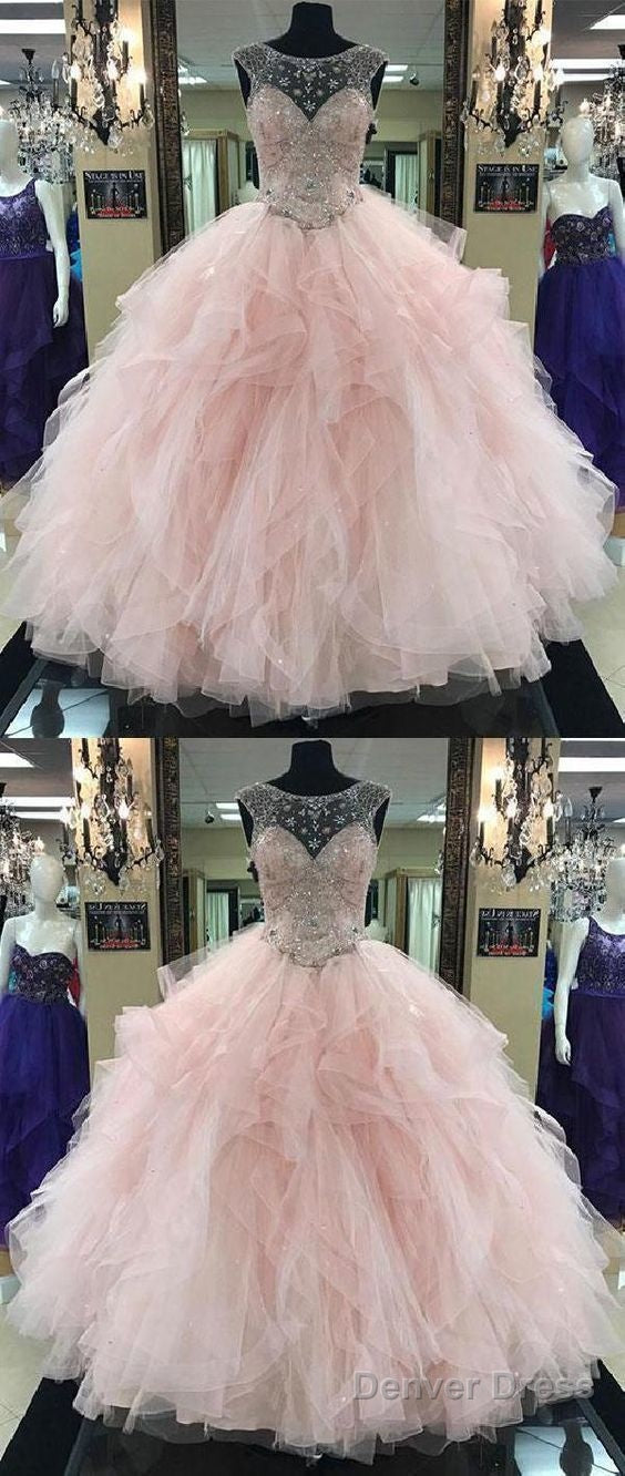 Pink Prom Dress Pink Beading Long Prom Dress Ball Gown Cap Sleeve Wedding Dress Prom Dresses Secondary image