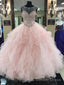 Pink Prom Dress Pink Beading Long Prom Dress Ball Gowns Cap Sleeve Wedding Dress Evening Dress