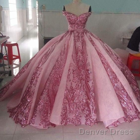 Pink Prom Dress, Luxury Prom Dress, Sparkly Prom Dresses, Prom Ball Gowns