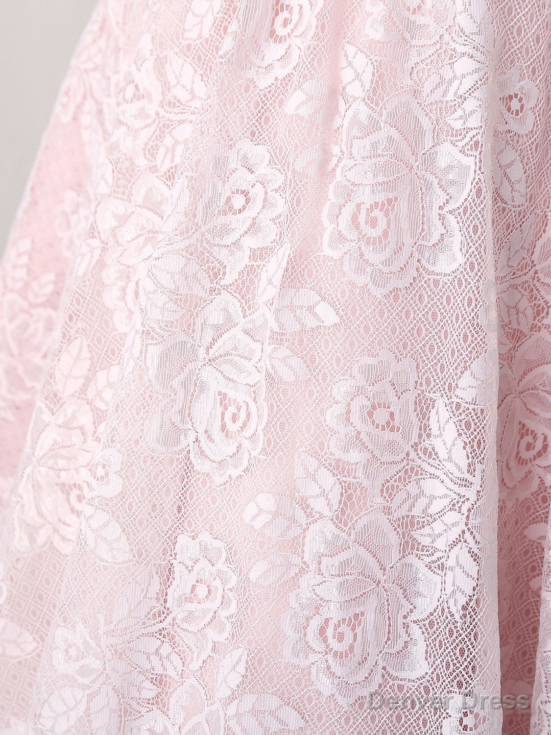 Pink Round Neck Lace Tulle Short Prom Dress, Pink Homecoming Dress