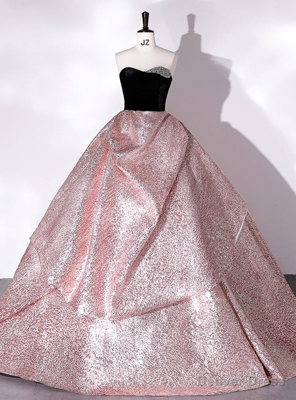Pink Satin Black Velvet Beading Quinceanera Dresses Main image