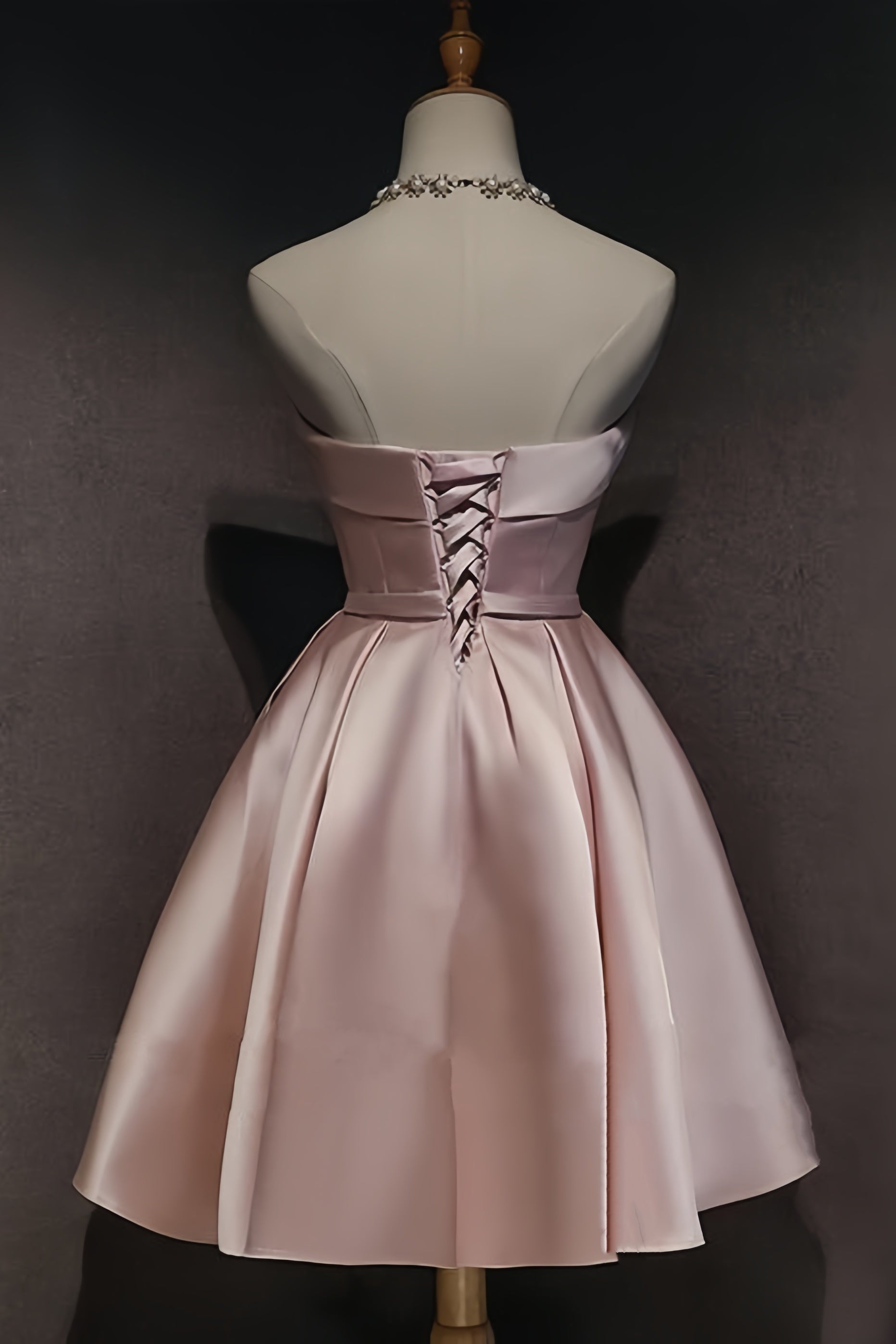 Pink Off The Shoulder Satin Homecoming Dresses