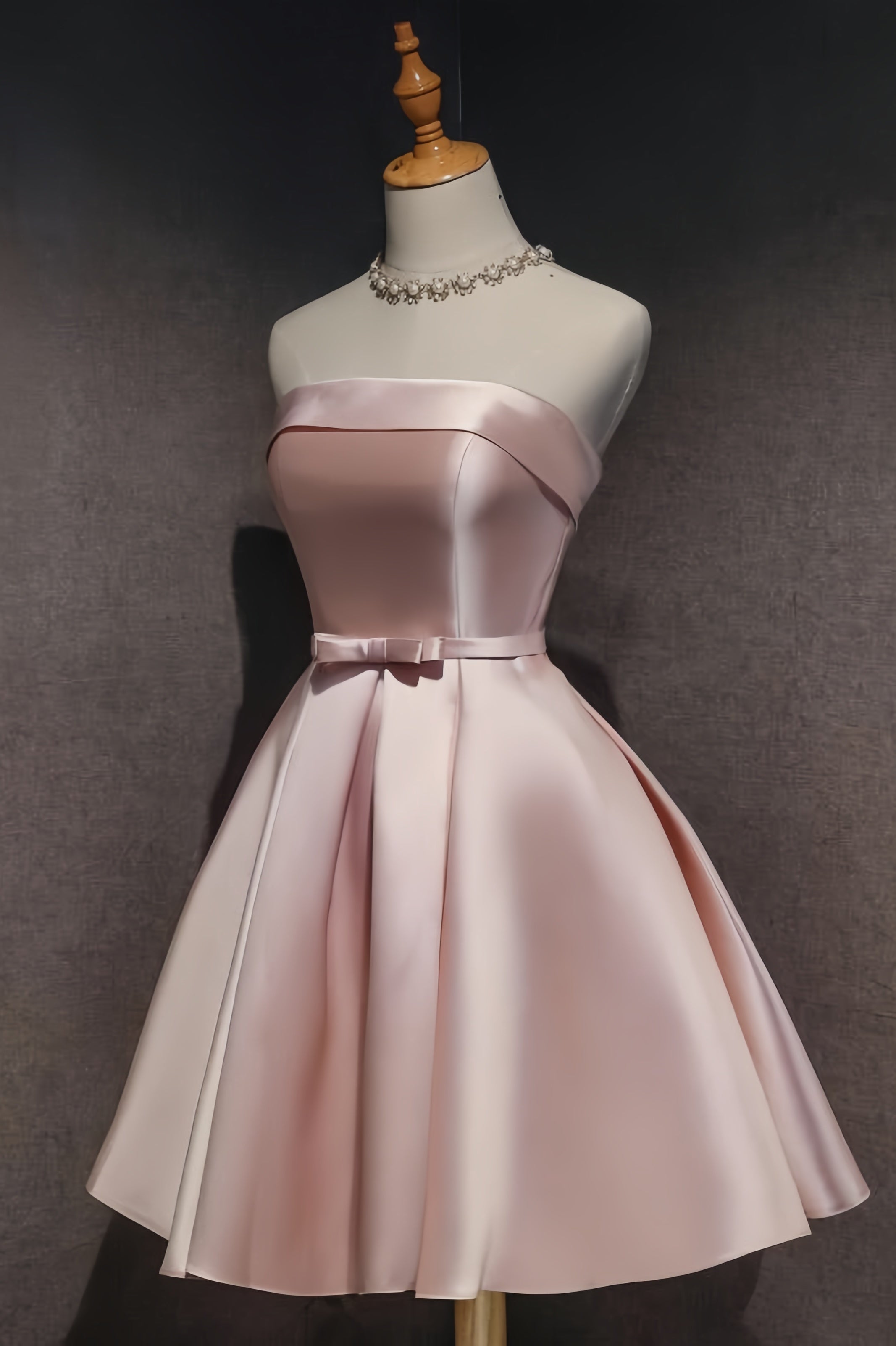 Pink Off The Shoulder Satin Homecoming Dresses Main image