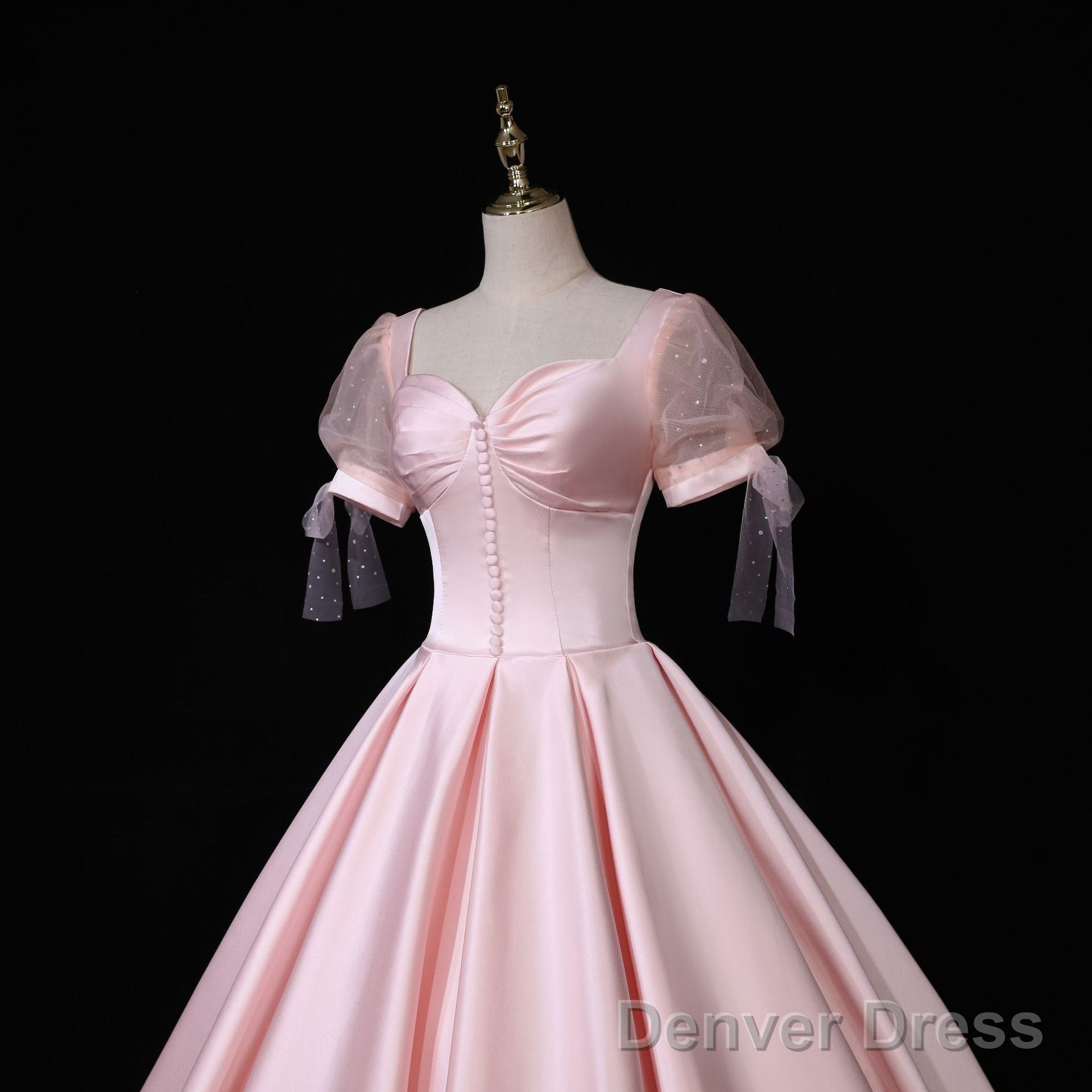 Pink Satin Long Sweetheart Prom Dress, Pink Sweet 16 Prom Dresses