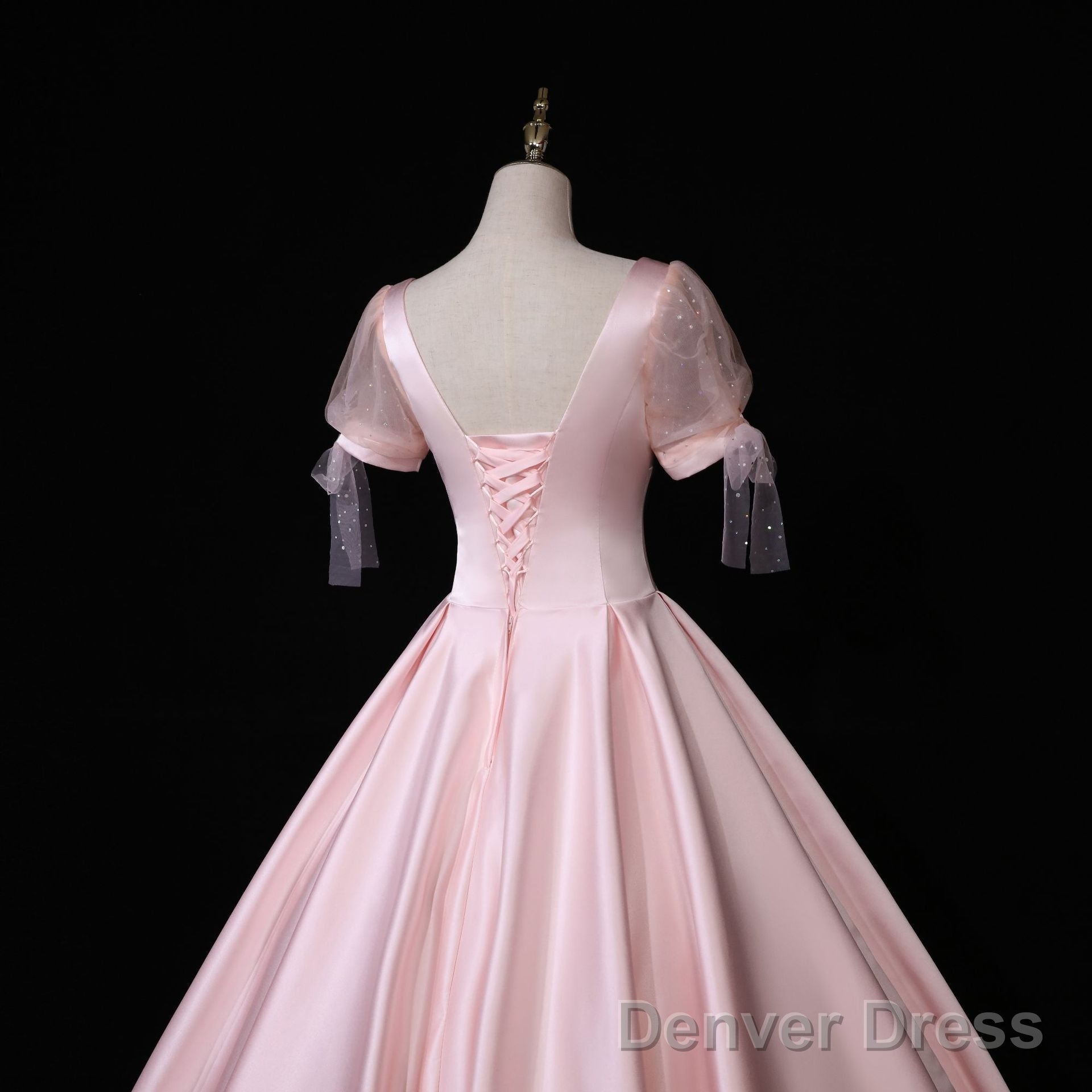 Pink Satin Long Sweetheart Formal Dress, Pink Sweet 16 Party Dress