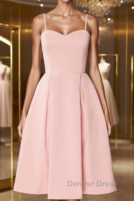 Pink satin short prom Dress, pink homecoming Dresses