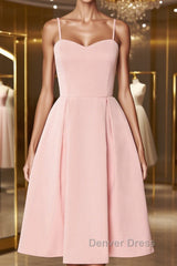 Pink satin short prom Dresses, pink homecoming Dresses