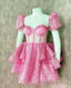 Pink Sequin Ruffles Corset Back Homecoming Dresses