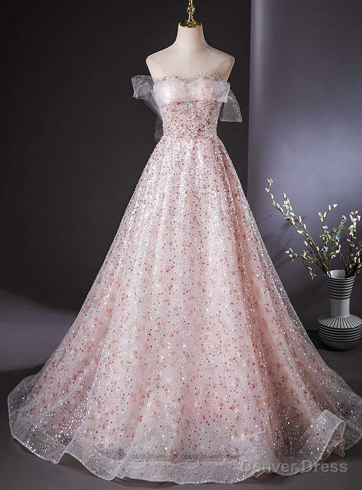 Pink Sequins Strapless Quinceanera Dresses