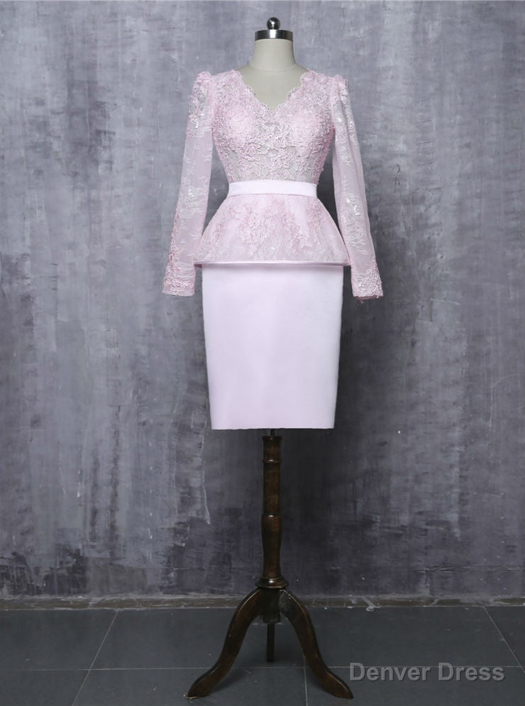 Pink Sheath V Neck Long Sleeves Mother Of The Bride Dresses