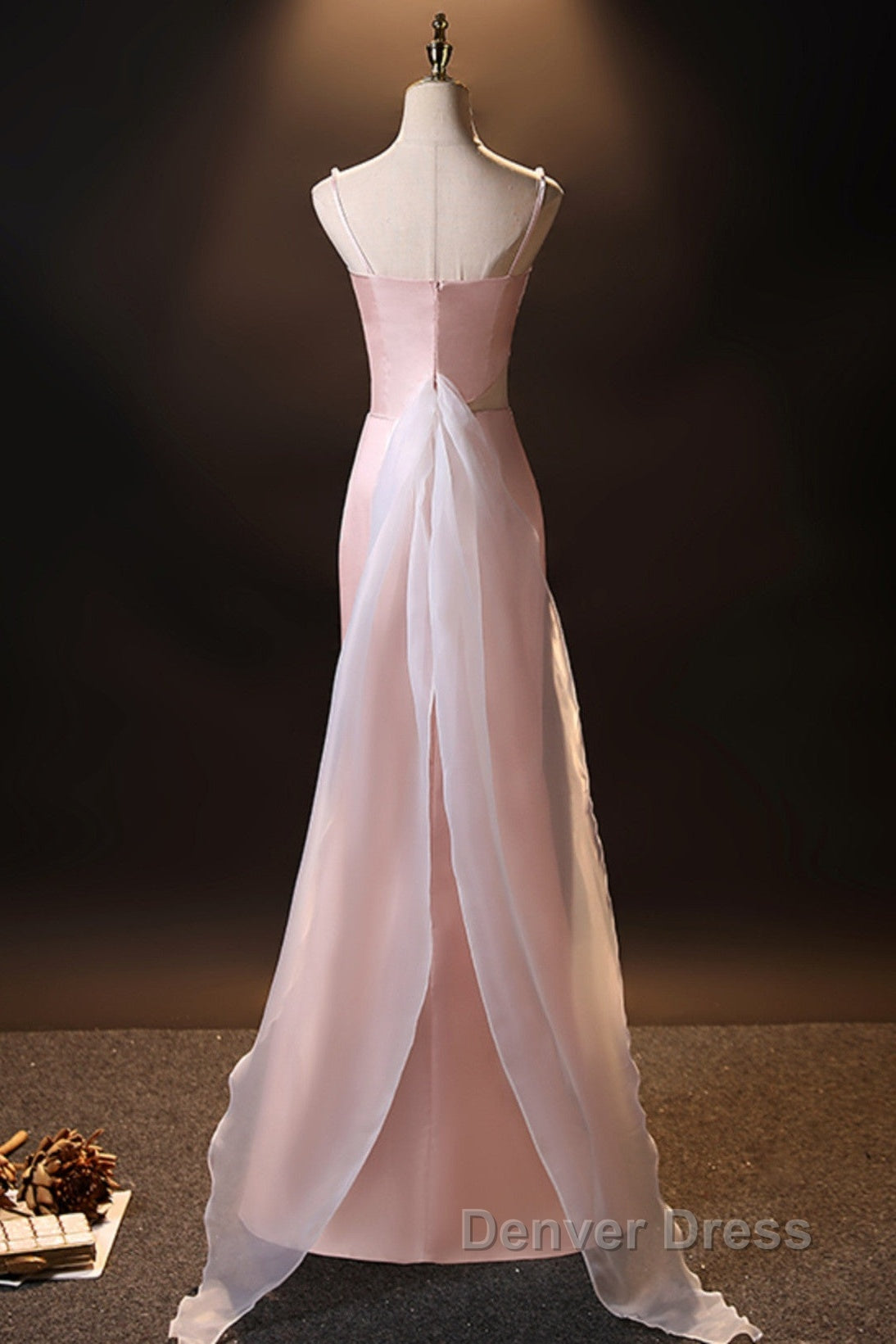 Pink Simple Mermaid Straps Long Evening Dresses, Pink Formal Dresses Prom Dresses