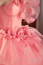 Pink Spaghetti Strap Tulle Long Prom Dresses, Beautiful A-Line Formal Sweet 16 Dresses