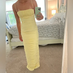 Pink Spaghetti Straps Pleated Long Prom Dress Wedding Guest Dresses