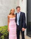 Pink Spaghetti Straps Pleated Long Prom Dress Wedding Guest Dresses
