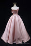 Pink Strapless Satin Long Prom Dress, Beautiful A-Line Evening Party Dress