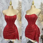 Pink Strapless Sequins Prom Dress Mini Homecoming Dresses Birthday Outfits
