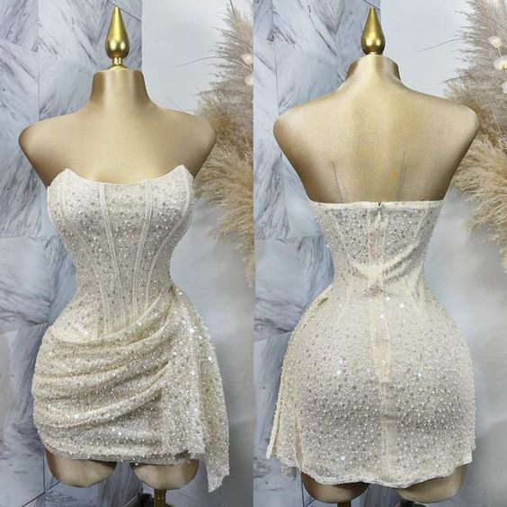 Pink Strapless Sequins Prom Dress Mini Homecoming Dresses Birthday Outfits