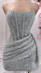 Pink Strapless Sequins Prom Dress Mini Homecoming Dresses Birthday Outfits