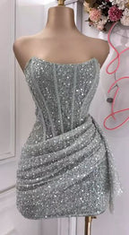 Pink Strapless Sequins Prom Dress Mini Homecoming Dresses Birthday Outfits
