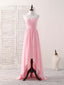 Pink Sweetheart Neck Chiffon High Low Prom Dress, Bridesmaid Dresses