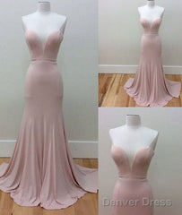 Pink Sweetheart Neck Mermaid Long Prom Dress, Pink Evening Dress