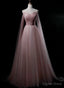 Pink Sweetheart Tulle Long Elegant Prom Dress, Pink Prom Dresses