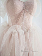 Pink sweetheart tulle long prom Dress, pink tulle Prom Dresses