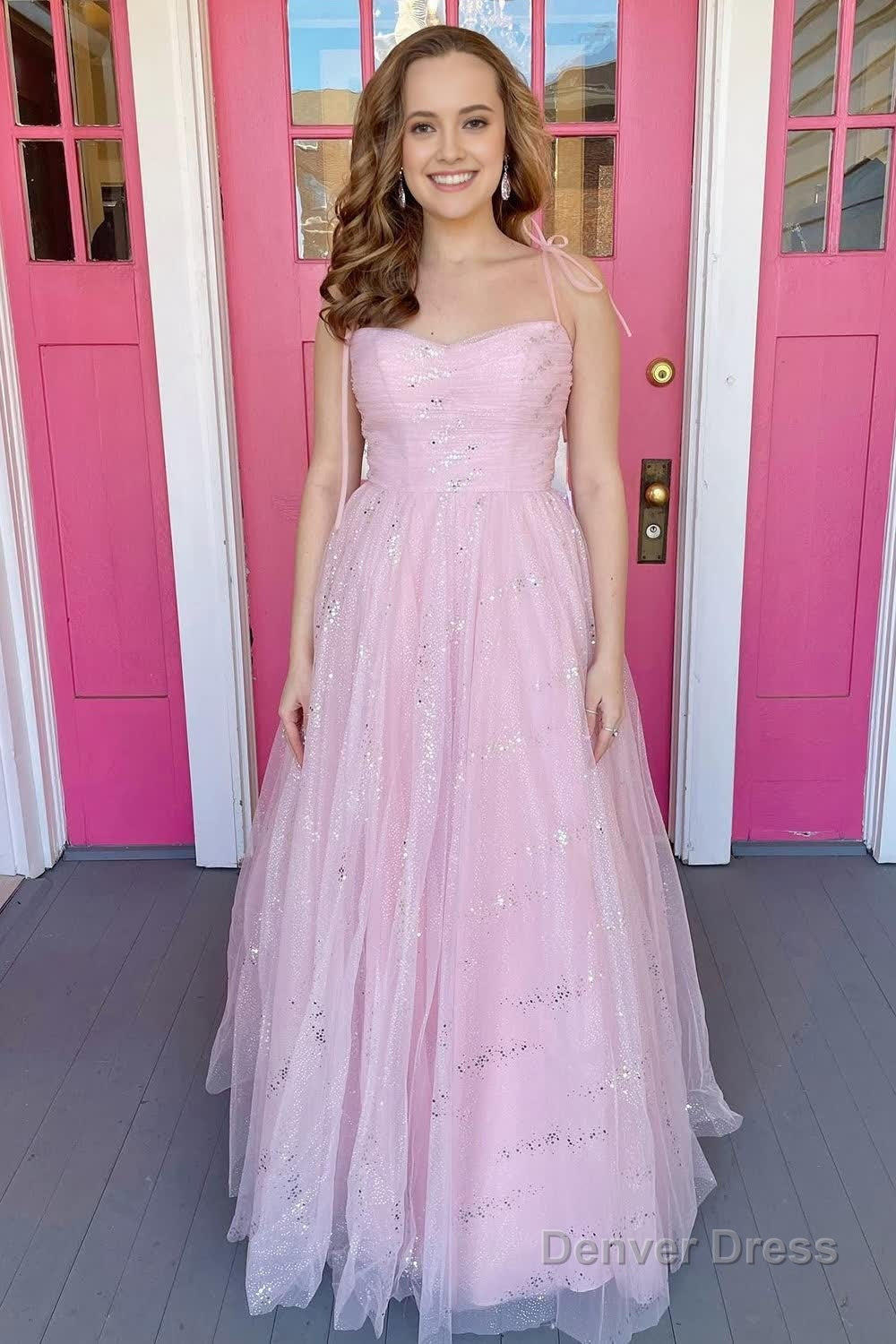 Pink Tulle A-Line Prom Dress Main image