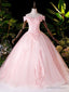 Pink Tulle Appliques Beading Quinceanera Dresses