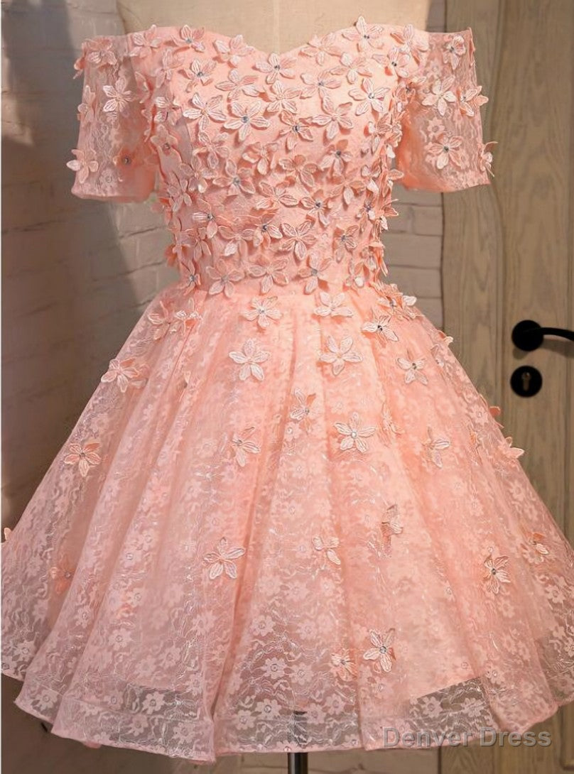 Pink Tulle Appliques Off The Shoulder Dresses