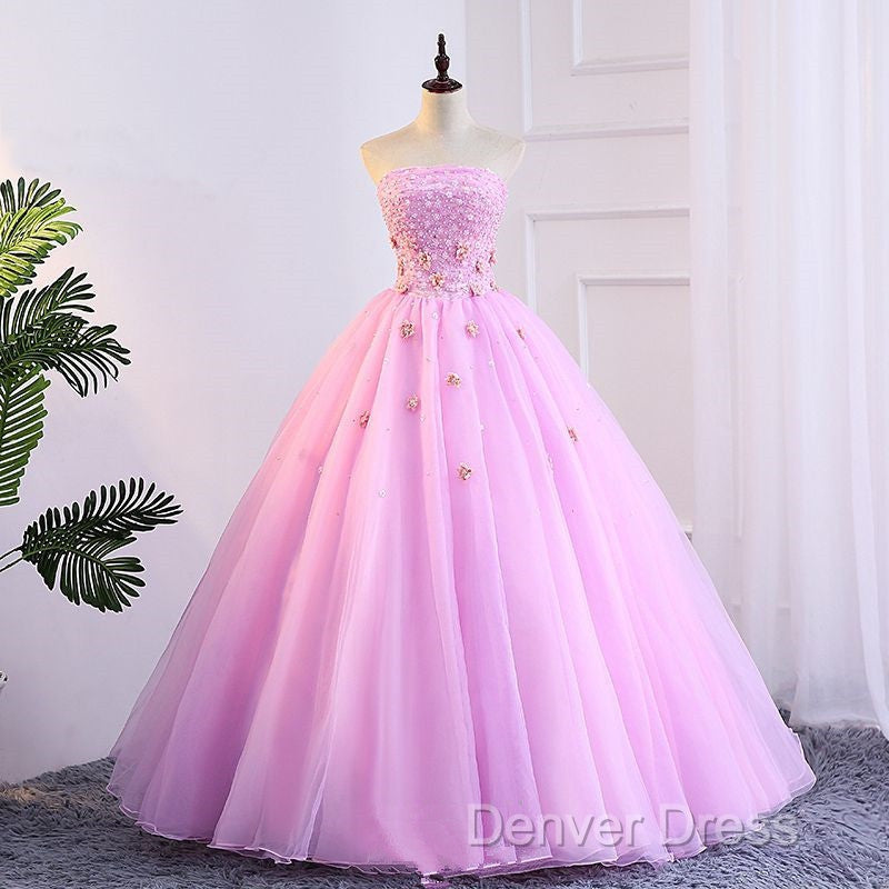 Pink Tulle Ball Gowns Sweet 16 Prom Dress, Pink Prom Dress, Quinceanera Dresses