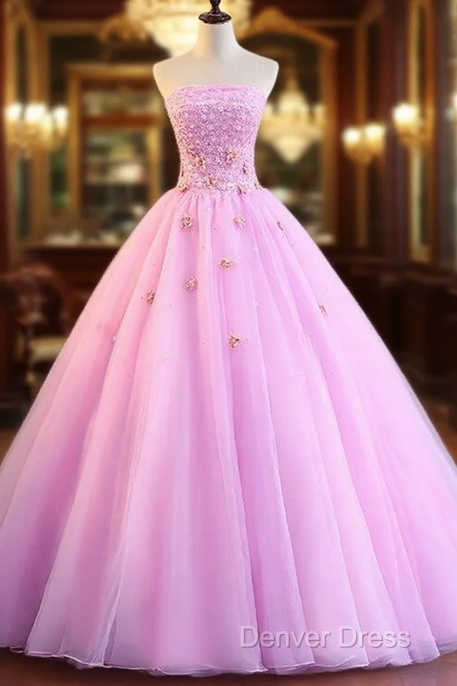 Pink Tulle Ball Gowns Sweet 16 Prom Dress, Pink Prom Dress, Quinceanera Dresses Main image